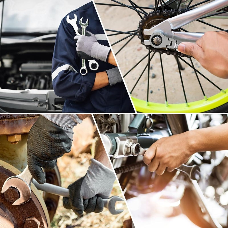 Egofine 3/4 ratchet wrench and 7/16 wrench, SAE Ratcheting Wrench Set, Industrial Grade Gear Spanner with 12-Point Design, 72-Tooth Ratchet, Chrome Vanadium Steel - Image 5